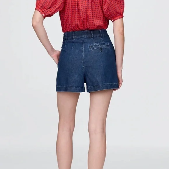 Gap × DÔEN High Rise Pleated Denim Trouser Shorts - Picture 3 of 5